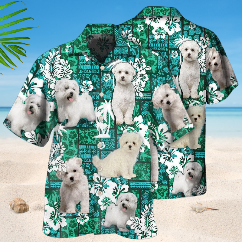 Maltese Dog Tropical Style – Hawaiian Shirt