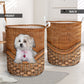 Maltese Terrier Dog Rattan Teaxture - Laundry Basket - Owls Matrix LTD