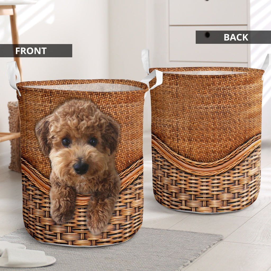 Maltipoo Dog Rattan Teaxture - Laundry Basket - Owls Matrix LTD