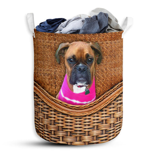 Mandy Sechrist Dog Rattan Teaxture - Laundry Basket - Owls Matrix LTD
