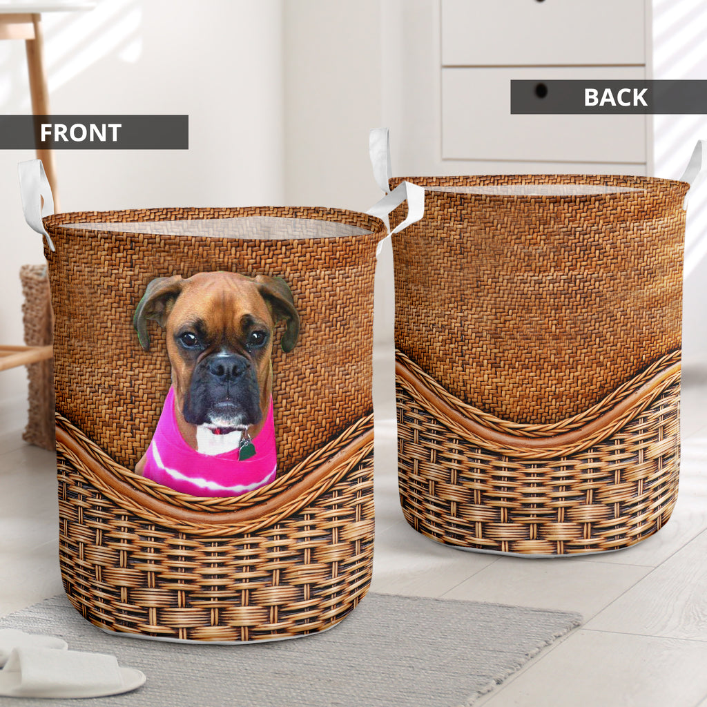 Mandy Sechrist Dog Rattan Teaxture - Laundry Basket - Owls Matrix LTD