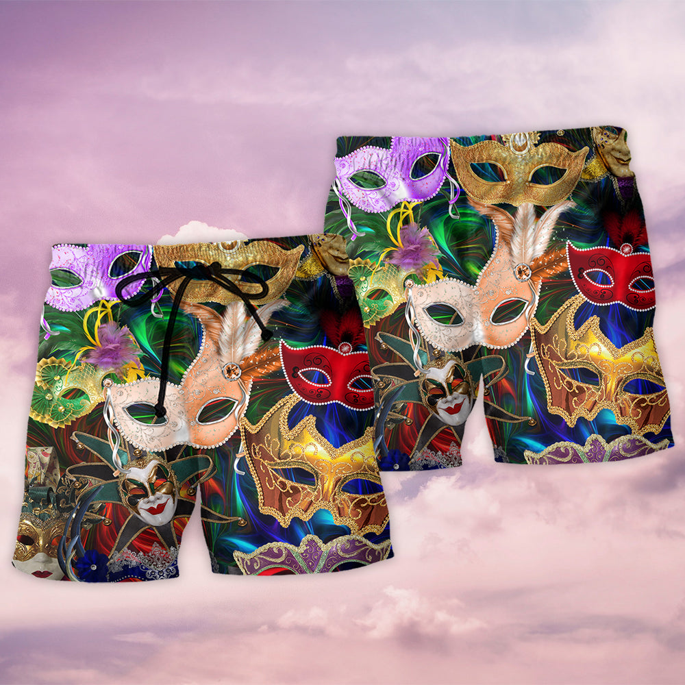 Mardi Gras Feather Party - Beach Short - Owls Matrix LTD