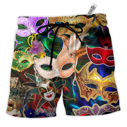 Beach Short / Adults / S Mardi Gras Feather Party - Beach Short - Owls Matrix LTD