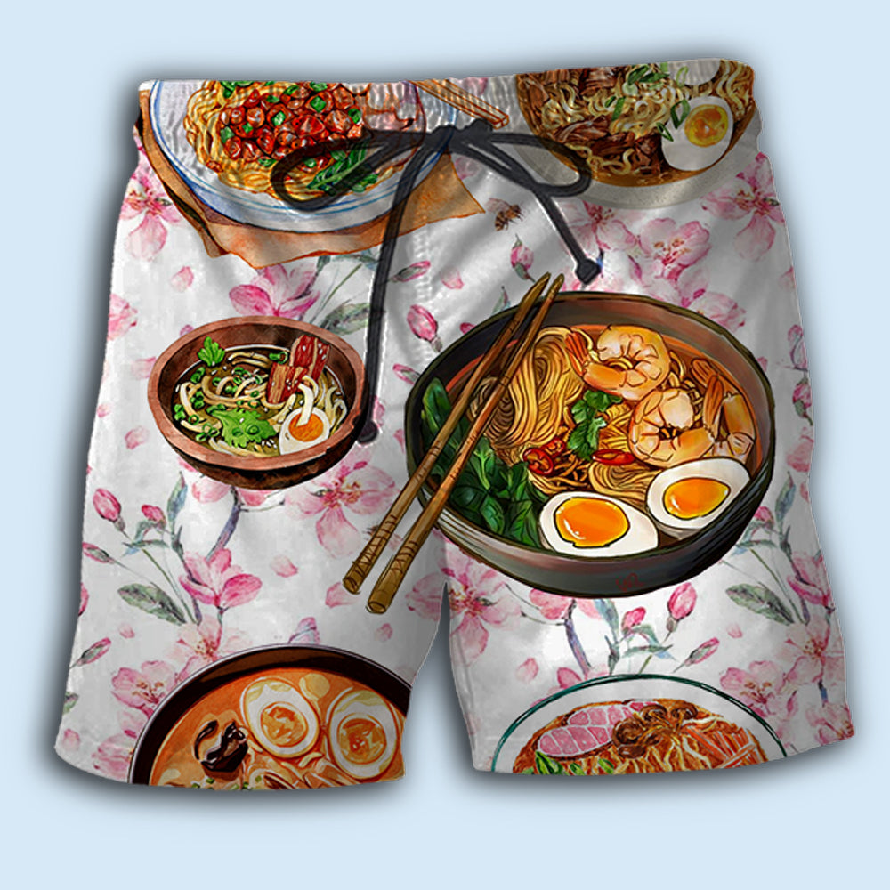 Ramen Floral Artistic Food Style – Beach Short