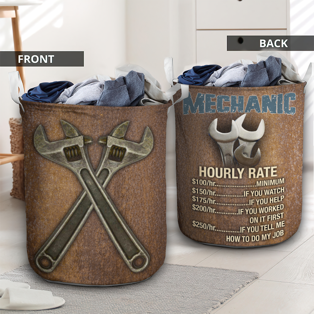 Mechanic hourly rate vintage style - Laundry basket - LAUB03NGC020322-Owls Matrix