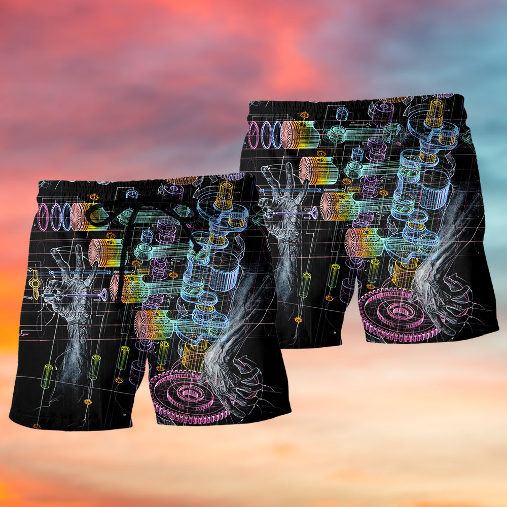 Mechanic Neon Cool Style - Beach Short