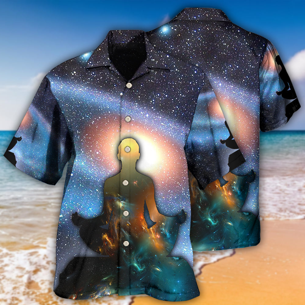 Yoga Meditation Galaxy Universe Art – Hawaiian Shirt