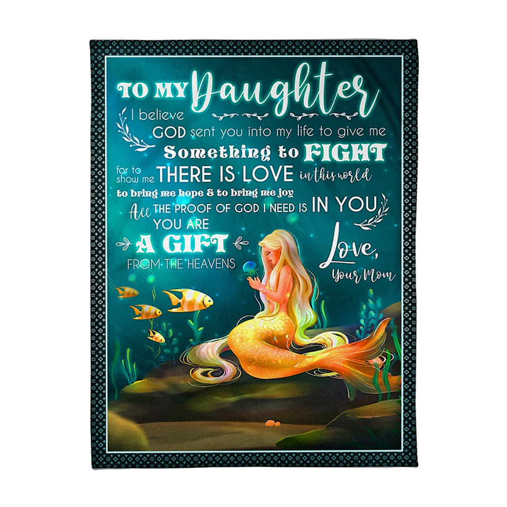 Mermaid God Sent You Into My Life Mom To Daughter 50 x 60 Inch Flannel Blanket For Cozy Bedroom And Sofa Decor
