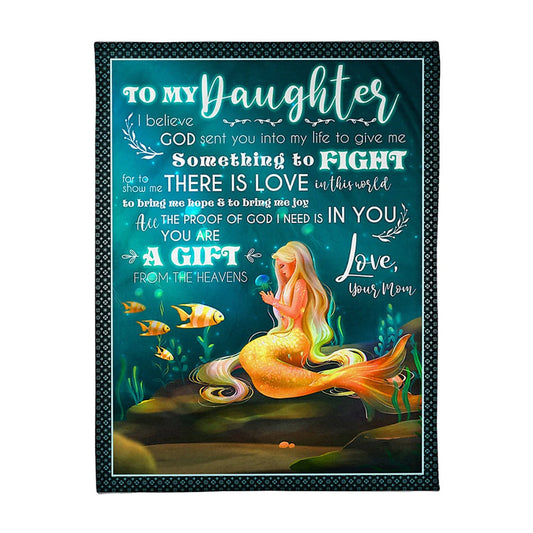 Mermaid God Sent You Into My Life Mom To Daughter 50 x 60 Inch Flannel Blanket For Cozy Bedroom And Sofa Decor