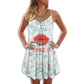 Mermaid Lips Beach Vibes – Women's Summer Sleeveless V-Neck Camisole Dress