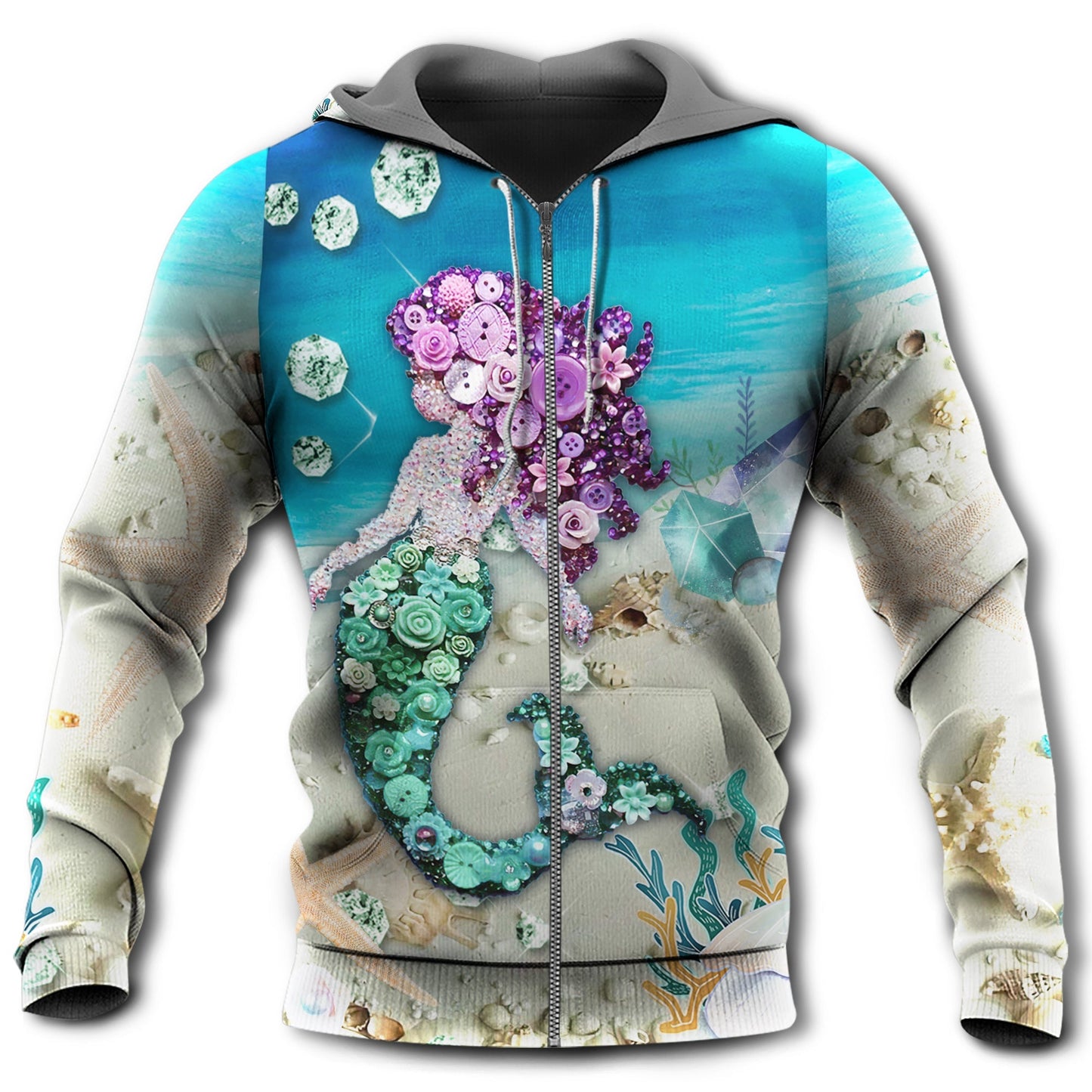 Mermaid Love Blue Ocean Sky - 3D Hoodie