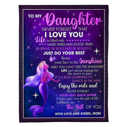 Mermaid Never Forget That I Love You Mom To Daughter 50 x 60 Inch Flannel Blanket For Cozy Bedroom And Sofa Decor