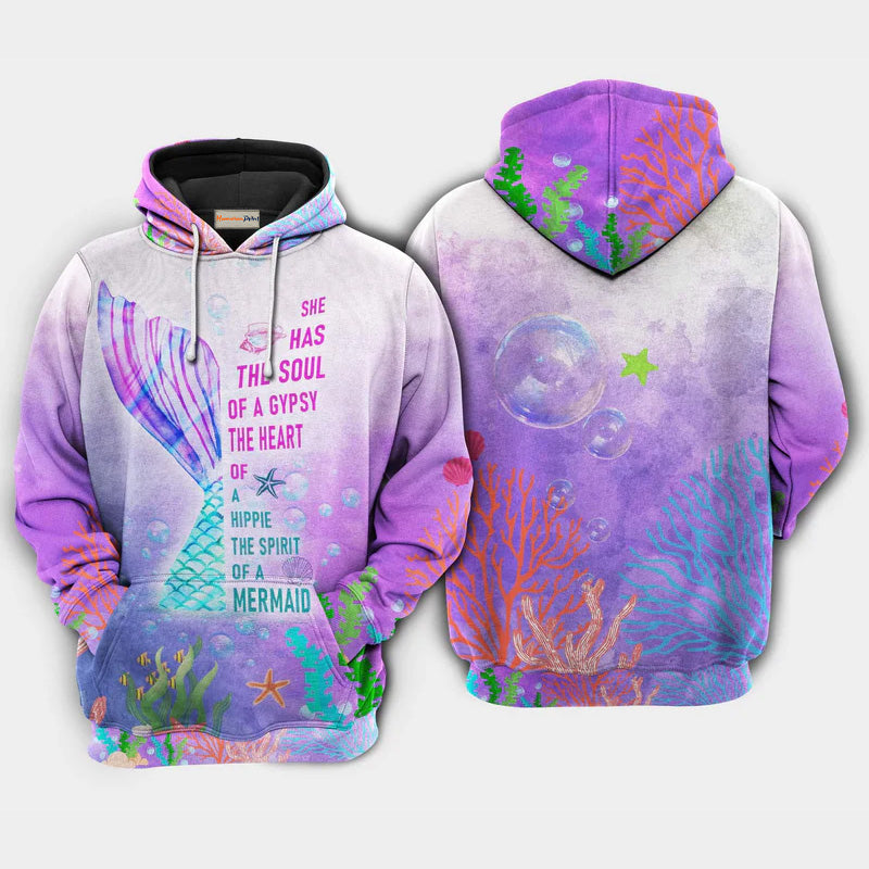 Mermaid Ocean Skyline Art – 3D Hoodie