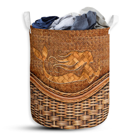 Mermaid Rattan Teaxture Nice Style - Laundry Basket - Owls Matrix LTD