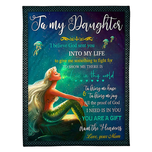 Mermaid You Are The Gift From The Heavens Mom To Daughter Lover 50 x 60 Inch Flannel Blanket For Cozy Bedroom And Sofa Decor