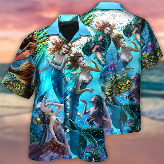Mermaid Dolphin Ocean Blue Style – Hawaiian Shirt