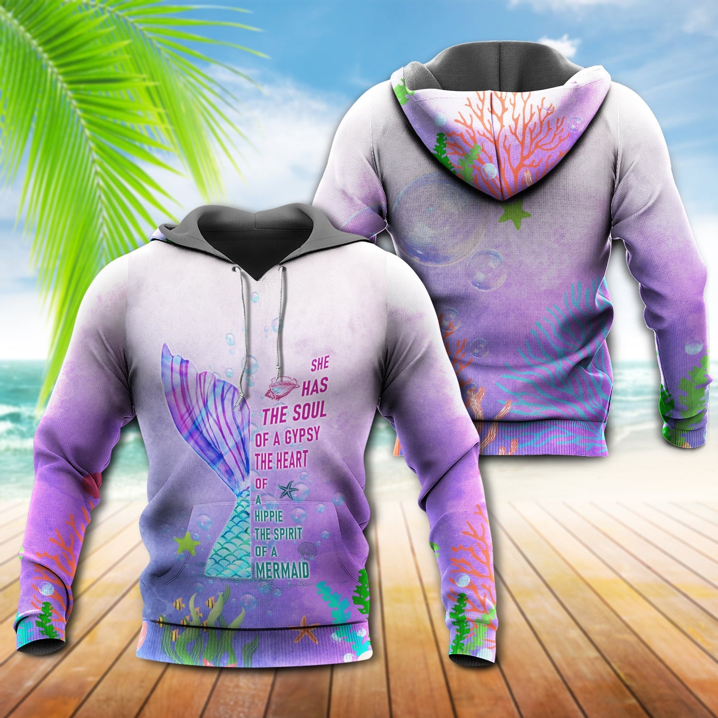 Mermaid Love Ocean Sky Soul - 3D Hoodie