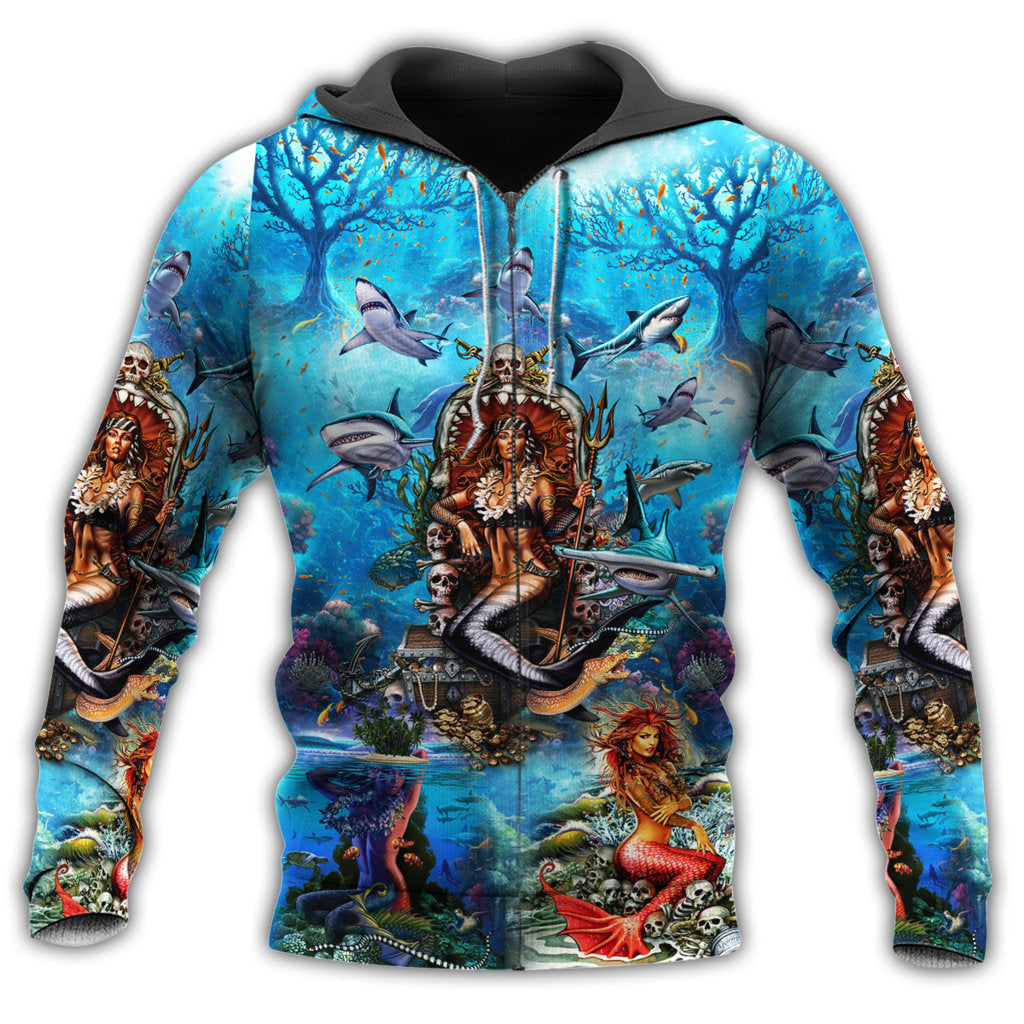 Mermaid Queen Blue Elegant Style - 3D Hoodie2