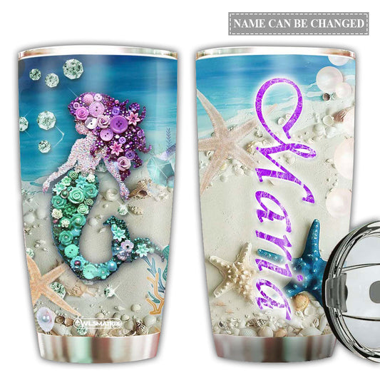 Mermaid And Starfish In The Ocean Personalized 20 Oz Tumbler