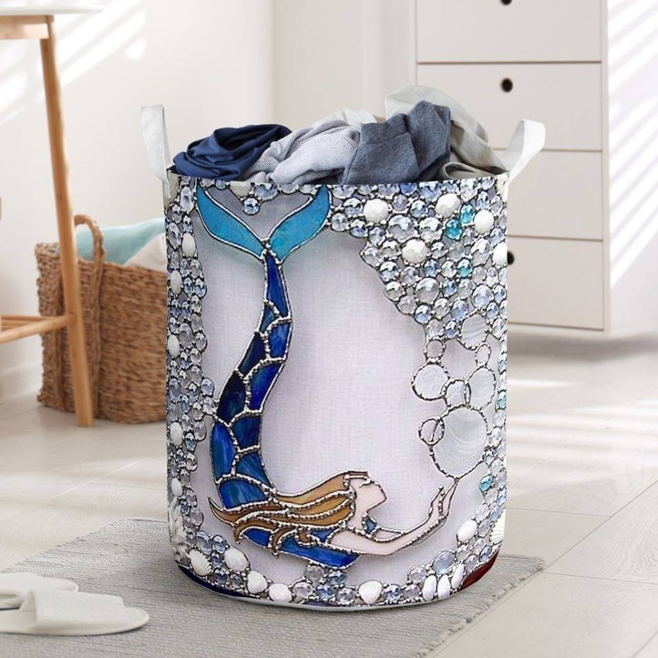 Mermaid Blue Ocean Basic Style - Laundry Basket - Owls Matrix LTD