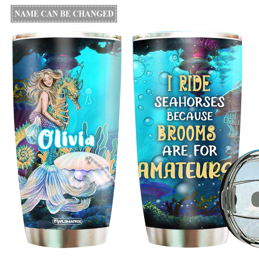 Mermaid Ride Seahorses Personalized 20 Oz Tumbler