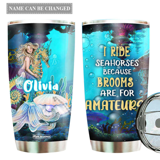 Mermaid Ride Seahorses Personalized 20 Oz Tumbler