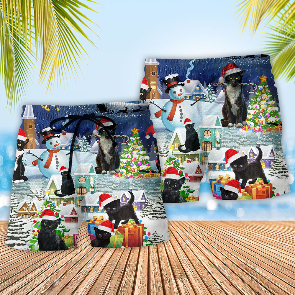 Merry Catmas Holiday Art – Beach Short
