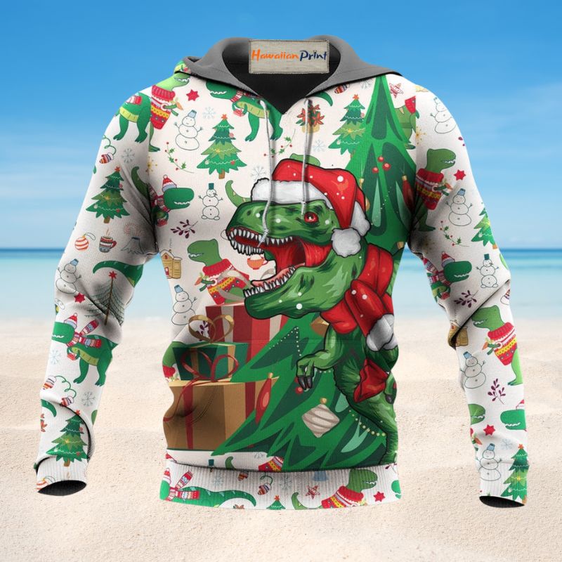 Merry Rexmas Dinosaur Christmas - 3D Hoodie