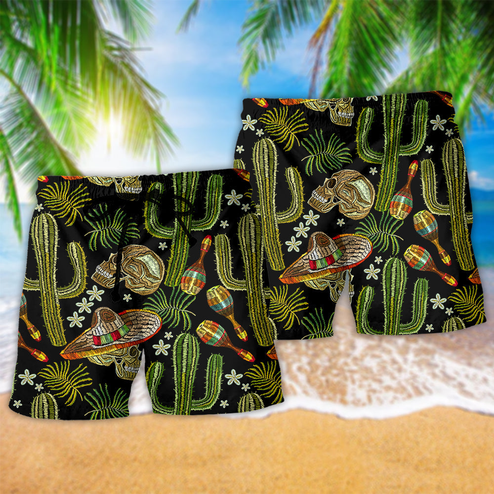 Mexican Skull Dark Cool Art – Beach Short