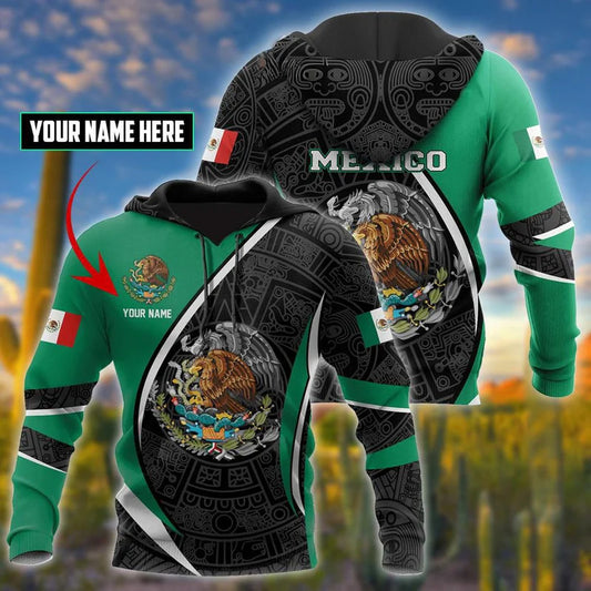 Mexico Green Style Custom Name Art - 3D Hoodie