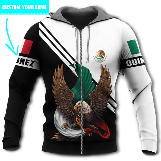 Mexico Eagle Black White Personalized - 3D Hoodie