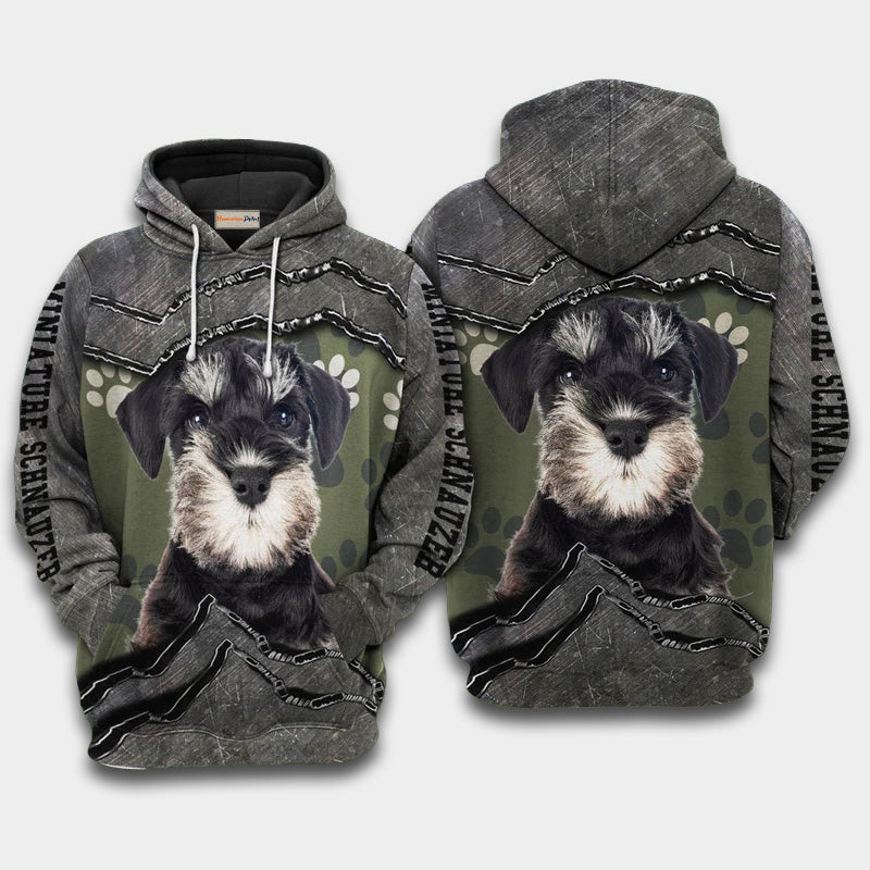 Miniature Schnauzer My Friend Art – 3D Hoodie