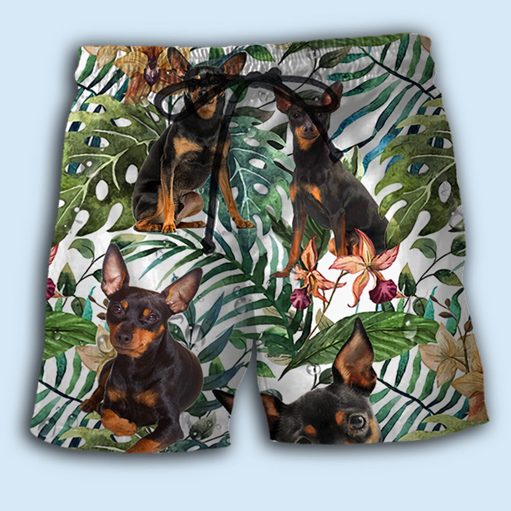 Miniature Pinscher Tropical Leaf – Beach Short