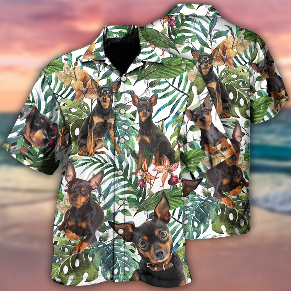 Miniature Pinscher Tropical Leaf Style – Hawaiian Shirt