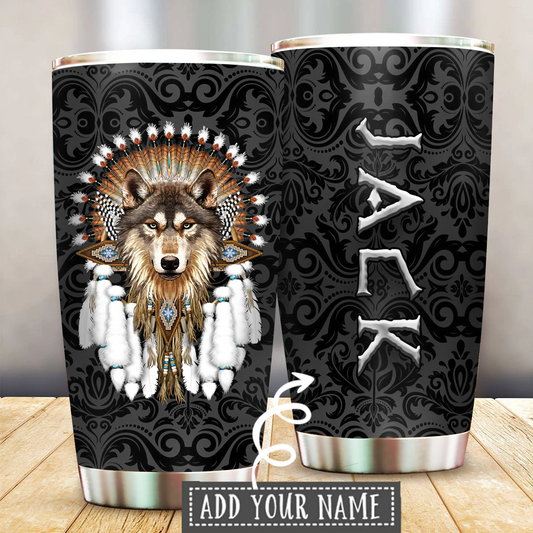 Native Wolf Dreamcatcher Personalized 20 Oz Tumbler