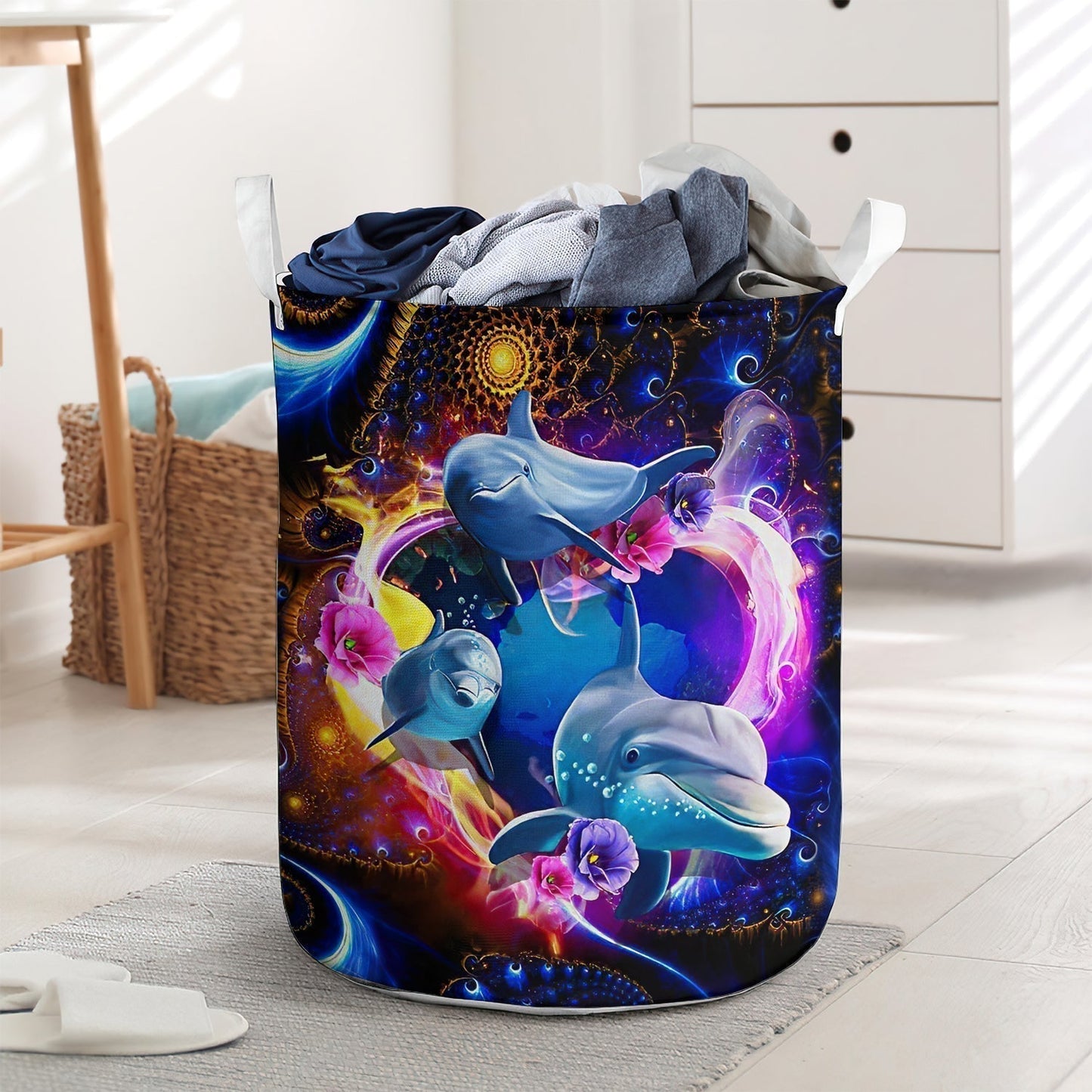 Dolphin Mysterious World Basic Style - Laundry Basket - Owls Matrix LTD