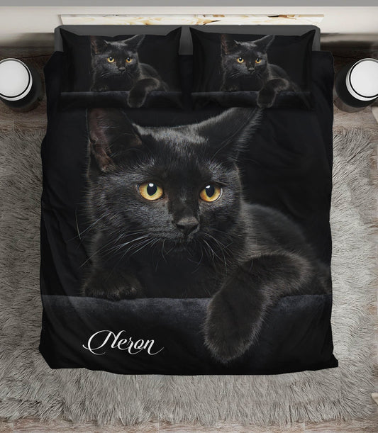 Black Cat Night Bedding Cover For Pet Lover Bedroom Decor