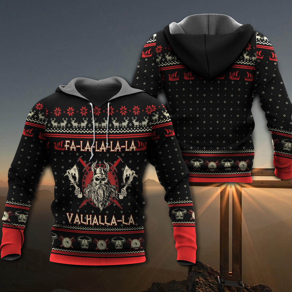Viking Warrior Black And Red Art – 3D Hoodie
