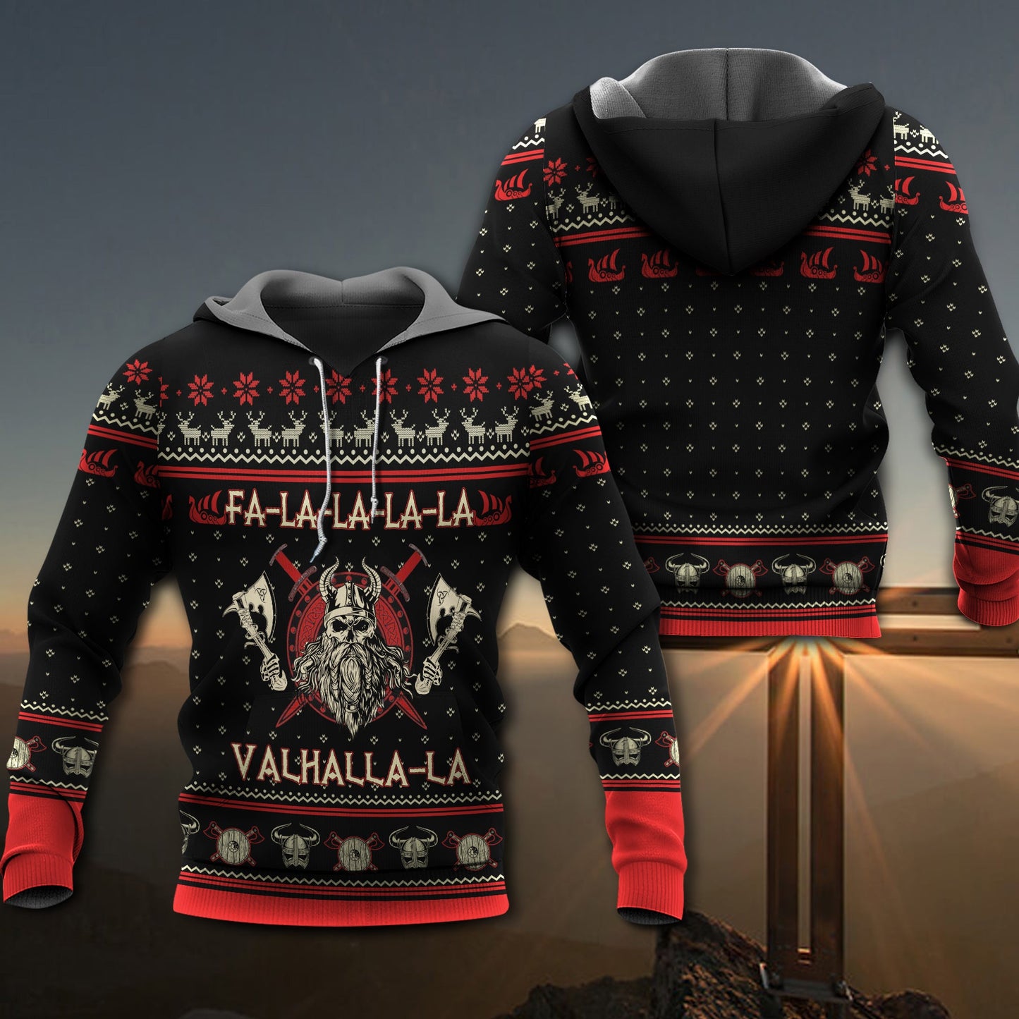 Viking Warrior Black And Red Art – 3D Hoodie