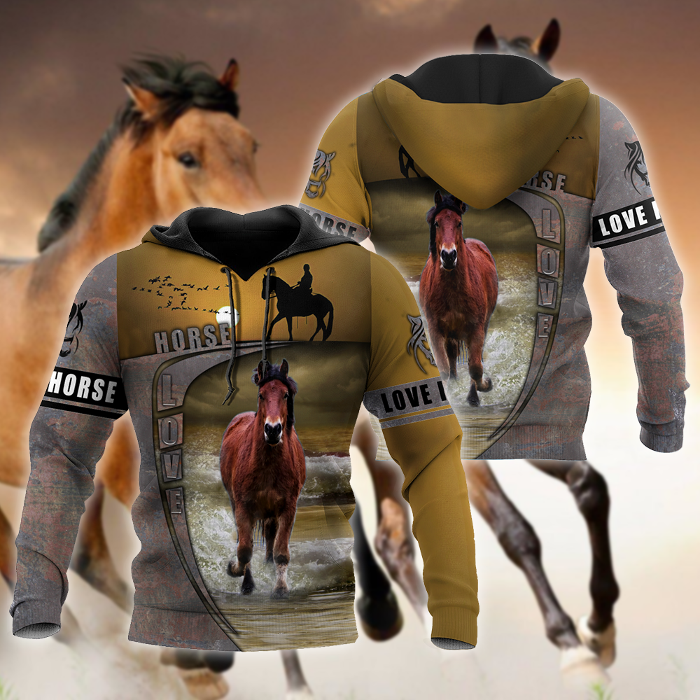 Love Horse All Over Print Art – 3D Hoodie