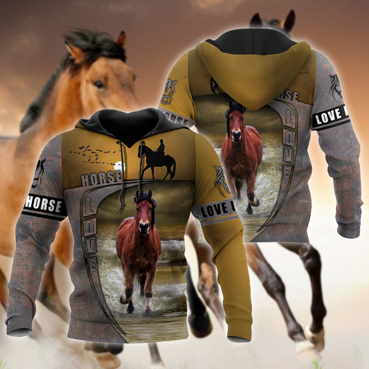 Love Horse All Over Print Art – 3D Hoodie