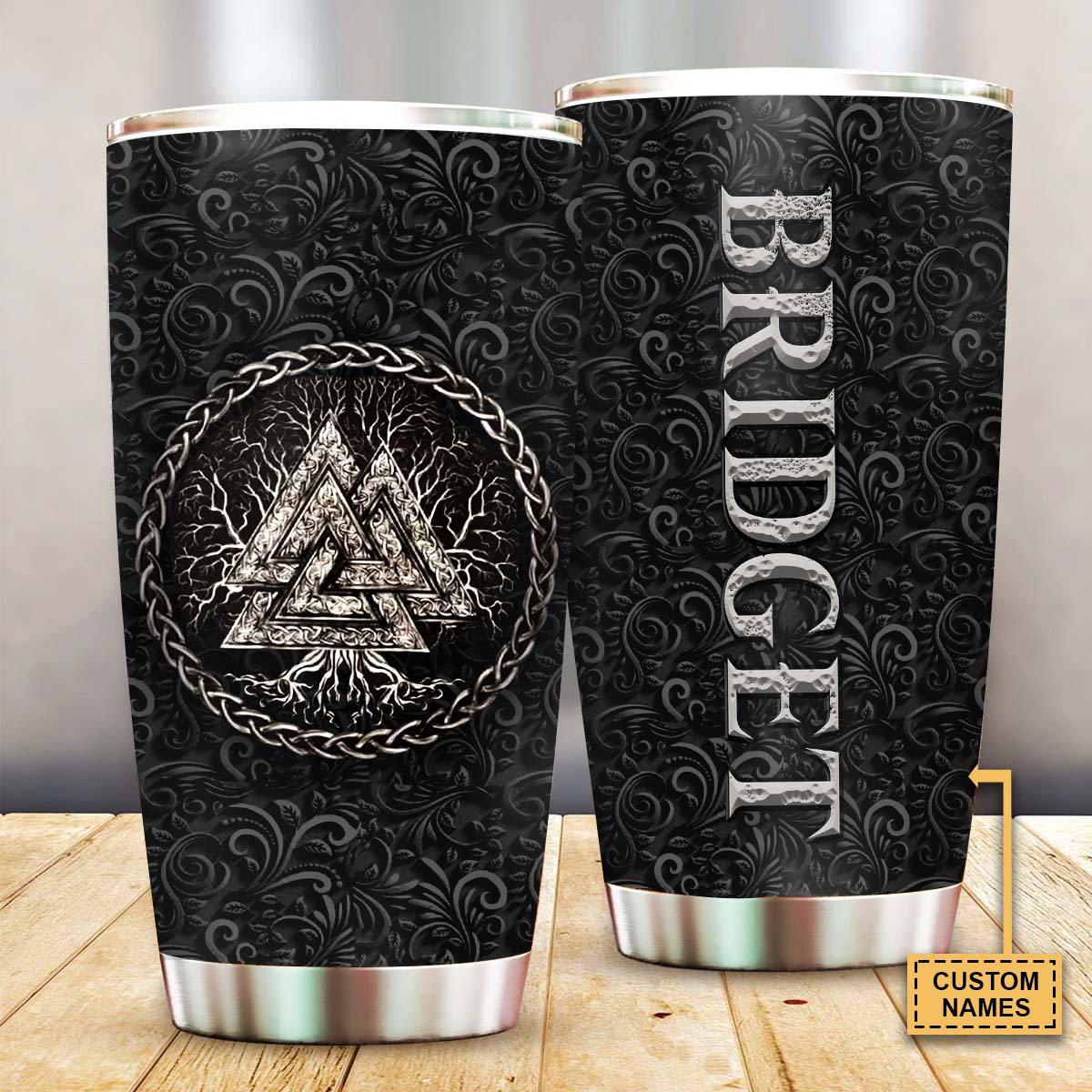 Viking Sign Black With Pattern Personalized 20 Oz Tumbler