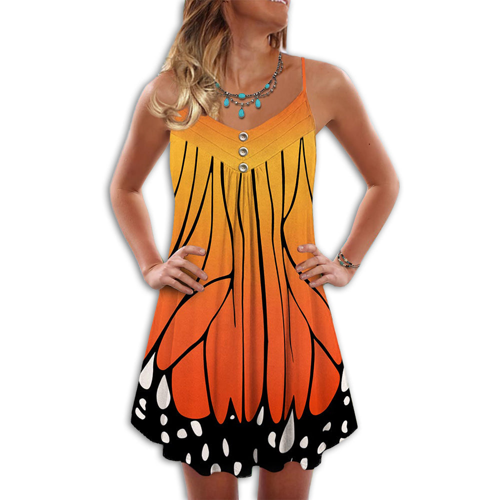 Beautiful Butterfly Style – Women's Summer Sleeveless V-Neck Camisole Dress