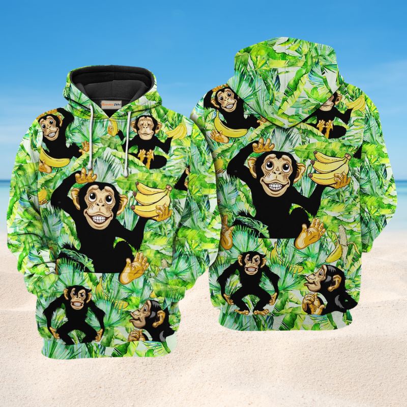 Monkey Loves Banana Art – 3D Hoodie