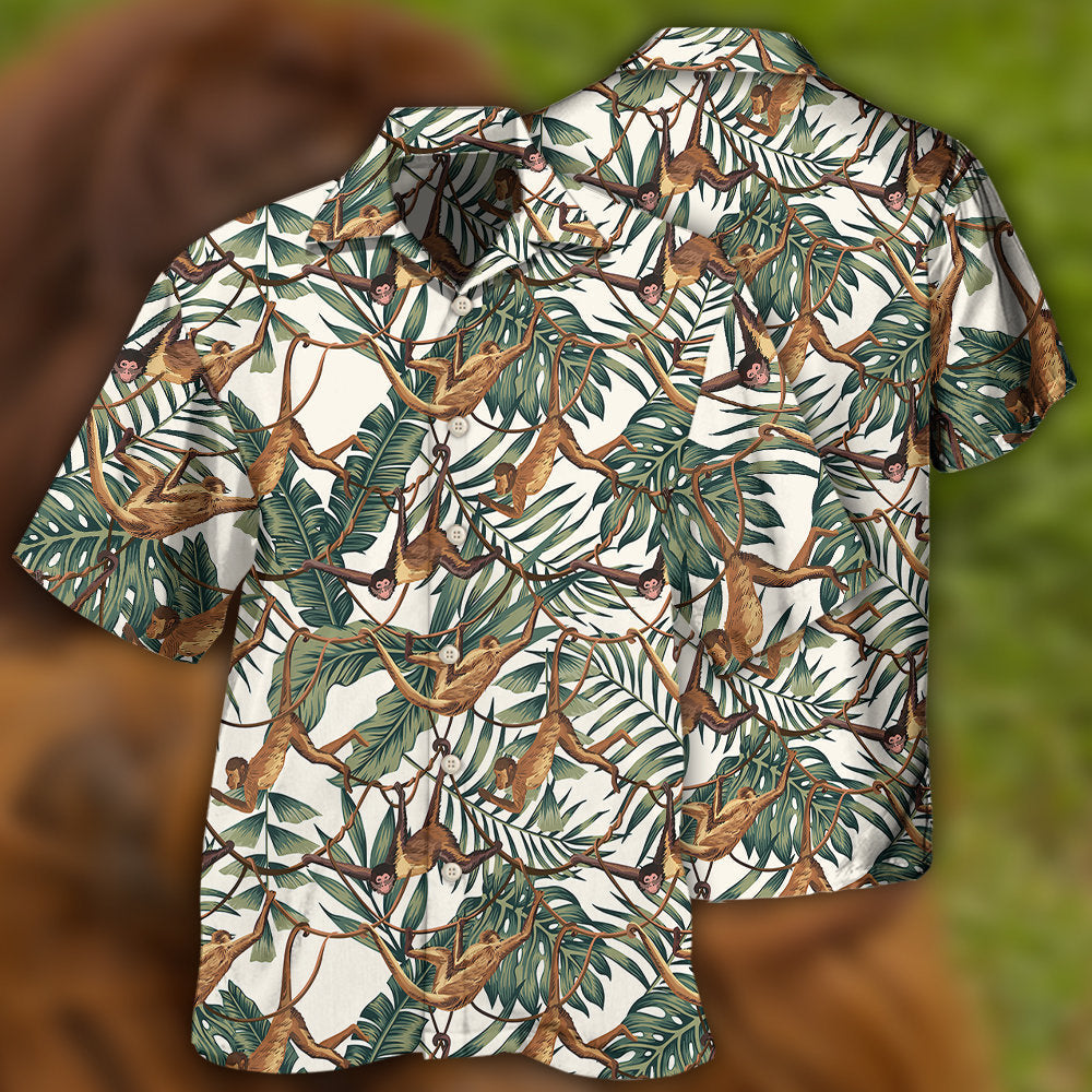 Monkey Tropical Leaves Pattern – Hawaiian Shirt