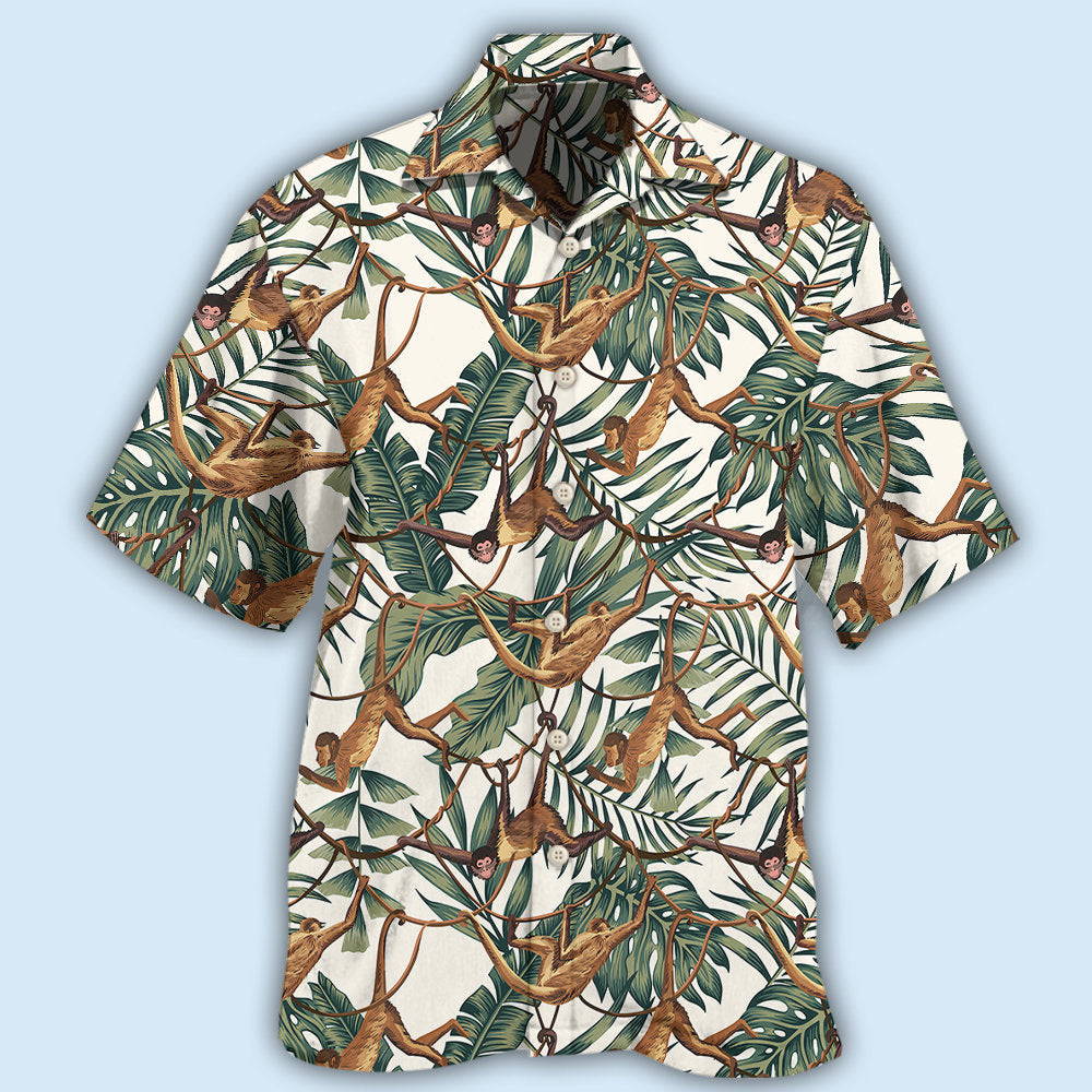 Monkey Tropical Leaves Pattern – Hawaiian Shirt