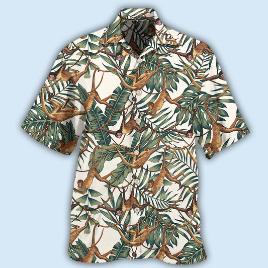 Monkey Tropical Leaves Pattern – Hawaiian Shirt
