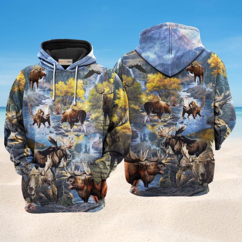 Moose Make Me Happy Art – 3D Hoodie
