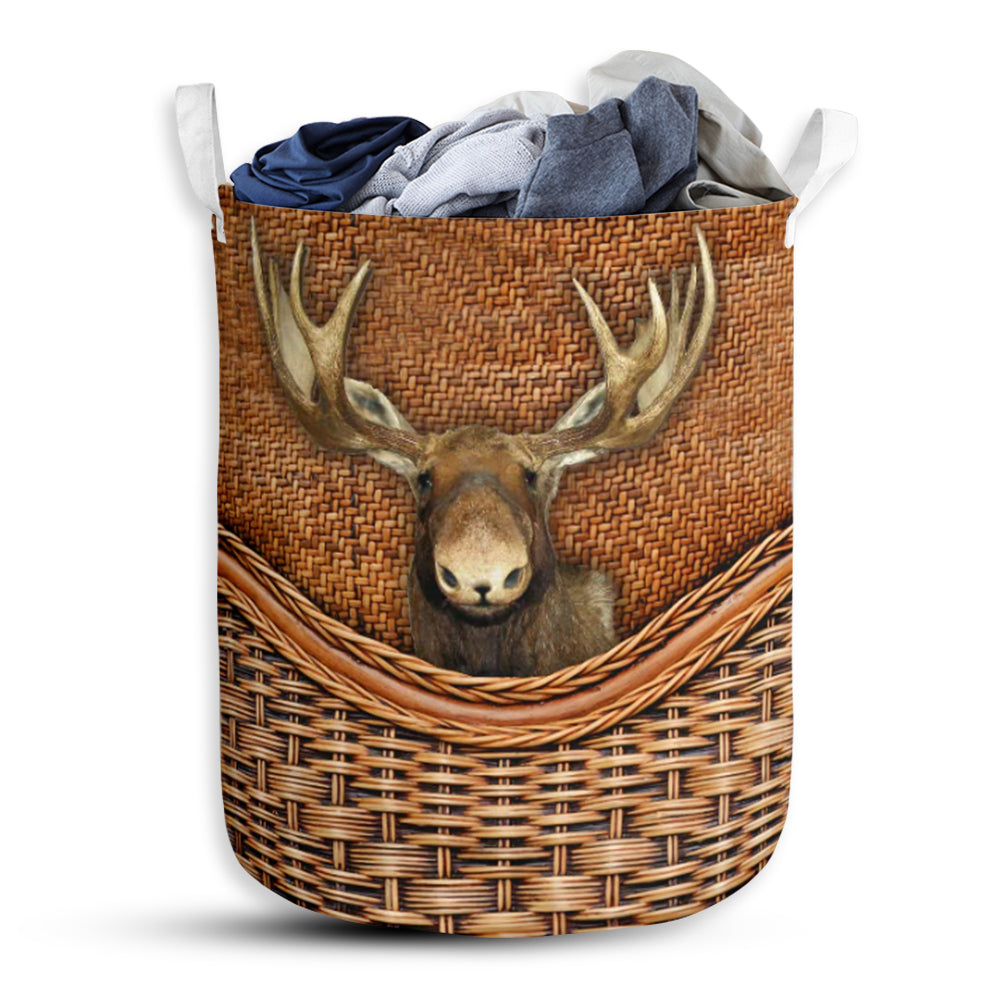 Moose Rattan Texture Cute - Laundry Basket - Owls Matrix LTD