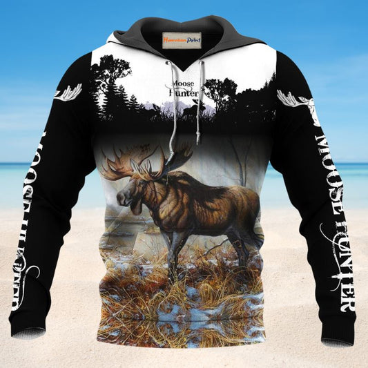 Moose Hunting Lover Quote - 3D Hoodie